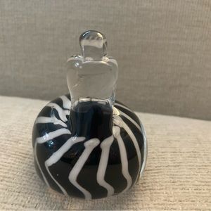 Lefton Art Glass Black and White Duck Figurine Paperweight